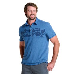 Toad&Co Boundless Jersey Short Sleeve Polo Men's in Cornflower Chest Print